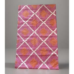 John Robshaw Textiles Linen Hand Printed India Pink Orange Fabric Sample 50"x78"